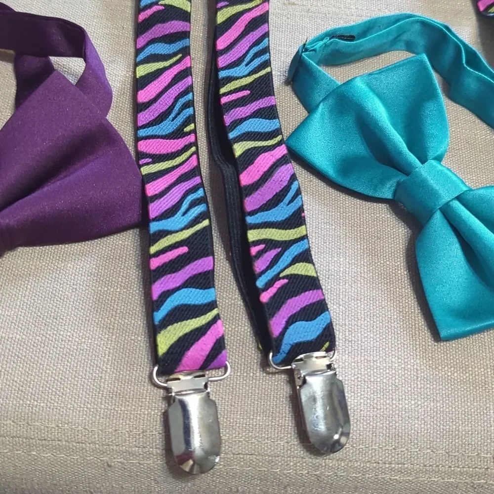 suspenders vibrant bow